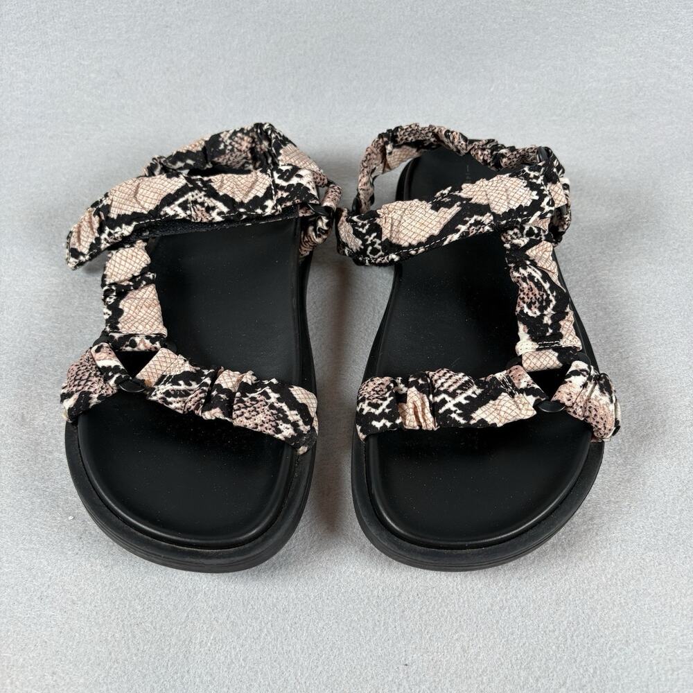 14th & Union Women's Size 8 Snake Print Ankle Strap Flat Sandals